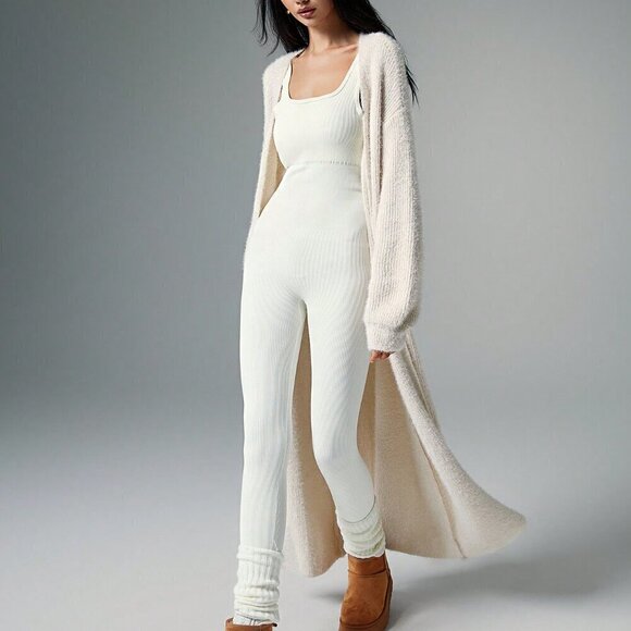 Apricot Preppy Women's Plush Extra Long Cardigan - Picture 4 of 5